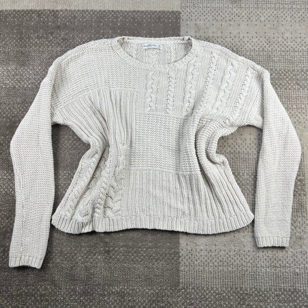 Abercrombie & Fitch Womens Cream Cable Knit Sweater Size‎ M Neutral